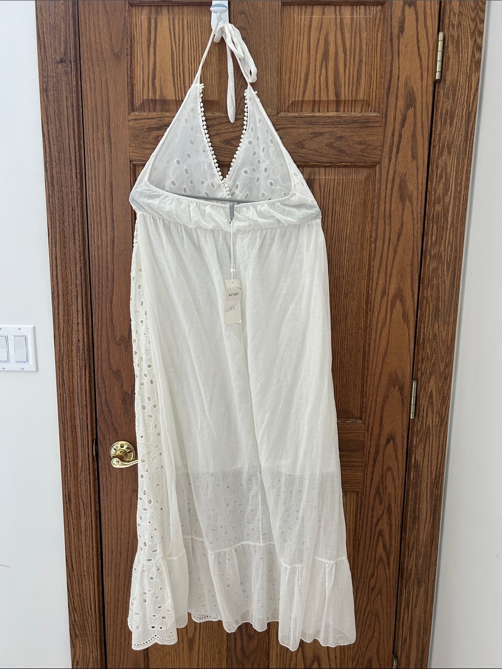 NWT  White Eyelet Halter Maxi Dress image 4